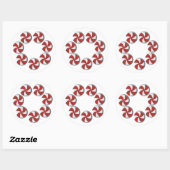 Sticker Rond Vacances de menthe rouge et blanche (Feuille)