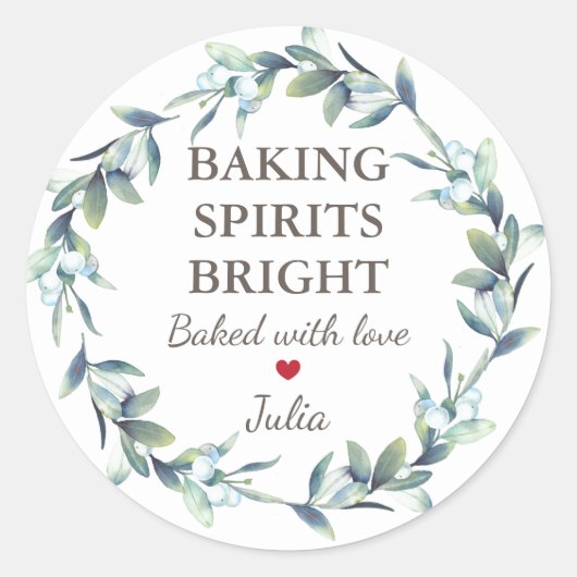 Sticker Rond Vacances de Noël Baking Spirits brillant avec amou (Devant)