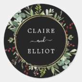 Sticker Rond Vacances de Noël Botanique (Devant)