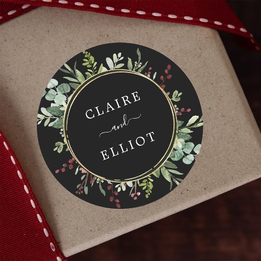 Sticker Rond Vacances de Noël Botanique