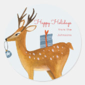 Sticker Rond Vacances de Noël dans le bois de Reindeer (Devant)