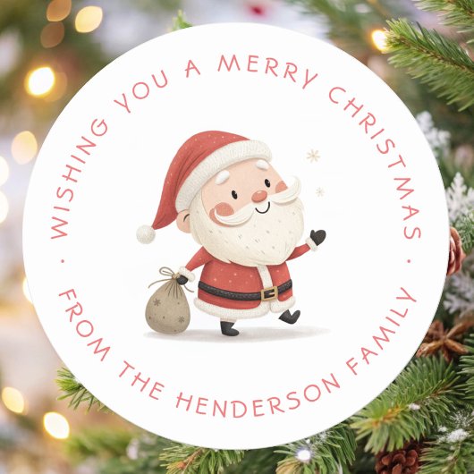 Sticker Rond Vacances de Noël de Cute Père Noël