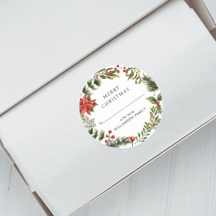 Sticker Rond Vacances de Noël en famille Botanique Moderne