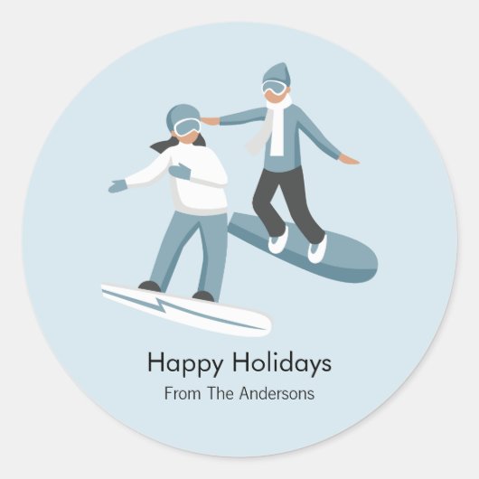 Sticker Rond Vacances de Noël en famille d'hiver (Devant)