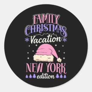 Sticker Rond Vacances de Noël en famille New York Edition Match