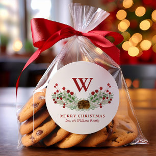 Sticker Rond Vacances de Noël Monogrammé