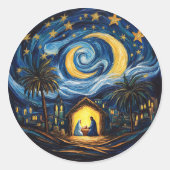 Sticker Rond Vacances de Noël Nativité du Christ (Devant)