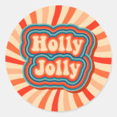 Sticker Rond Vacances de Noël rétro Holly Jolly Typographie (Devant)