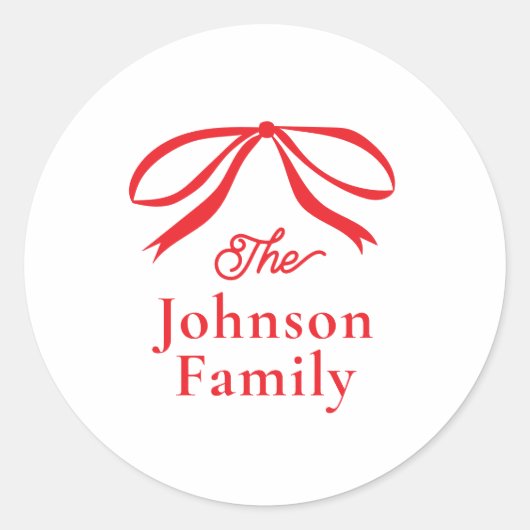 Sticker Rond Vacances de Noël simple Bow (Devant)