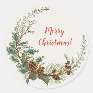 Sticker Rond Vacances de Noël Verdure