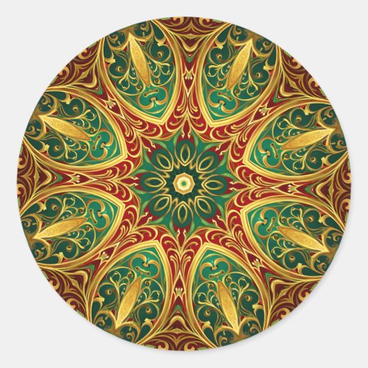 Sticker Rond Vacances de Noël Vert Rouge Or (Devant)