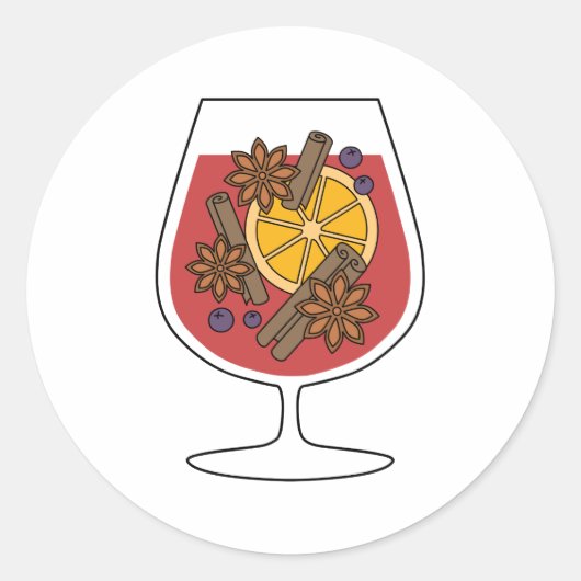 Sticker Rond Vacances de Noël vin roux rouge cocktail épicé (Devant)