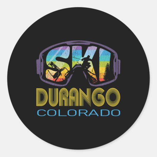 Sticker Rond Vacances de ski à Durango Colorado (Devant)