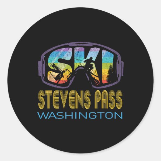 Sticker Rond Vacances de ski à Stevens P Washington (Devant)