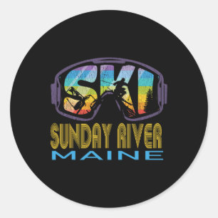 Sticker Rond Vacances de ski à Sunday River Maine 
