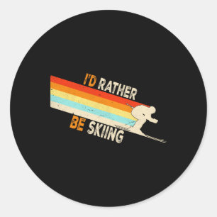 Sticker Rond Vacances De Ski Rétro Vacances D'Hiver Id Plutôt Ê
