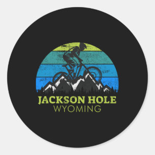 Sticker Rond Vacances de VTT à Jackson Hole Wyoming
