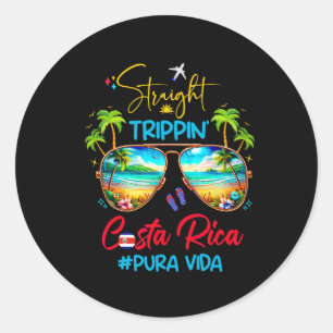 Sticker Rond Vacances d'été à Costa Rica Straight Trippin Pura