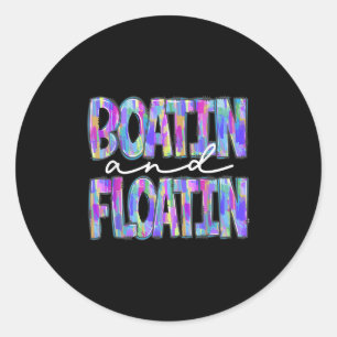 Sticker Rond Vacances d'été en bateau et flottant Vie lacustre