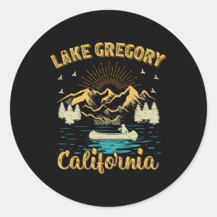 Sticker Rond Vacances d'été Rétro Montagne Californie Gregory
