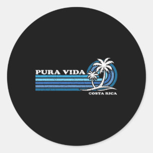 Sticker Rond Vacances d'été vintage Rétro Costa Rica Pura Vida