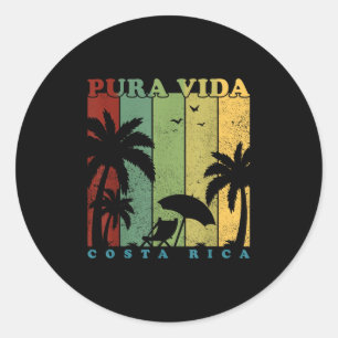 Sticker Rond Vacances d'été vintage Rétro Costa Rica Pura Vida