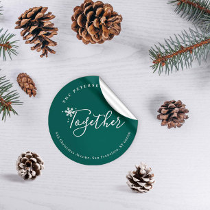 Sticker Rond Vacances d'hiver Adresse de la famille de Noël