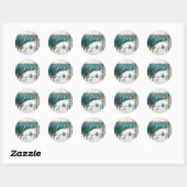 Sticker Rond Vacances d'hiver cosy dans la nature | Joy Script (Feuille)