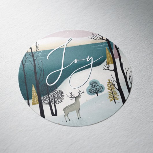 Sticker Rond Vacances d'hiver cosy dans la nature | Joy Script