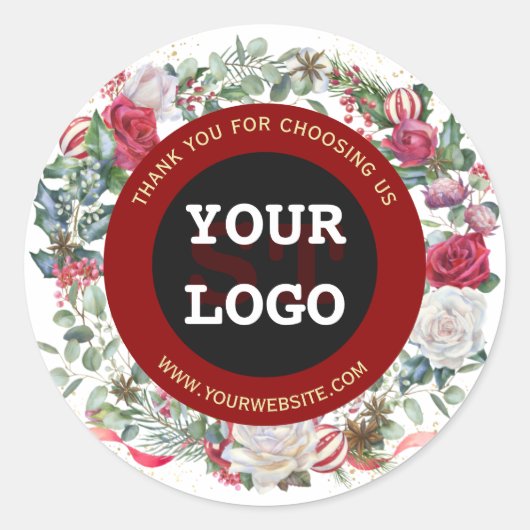 Sticker Rond Vacances d'hiver Gold Red Black Monogramme Votre l (Devant)