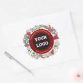 Sticker Rond Vacances d'hiver Gold Red Black Monogramme Votre l (Enveloppe)