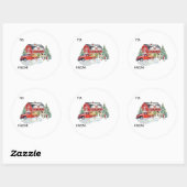 Sticker Rond Vacances d'hiver Grange Animaux de ferme (Feuille)