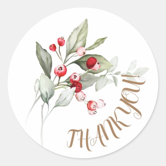 Sticker Rond Vacances d'hiver holly RED BERRY succursales (Devant)