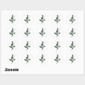 Sticker Rond Vacances d'hiver MONOGRAMME baies blanches  (Feuille)