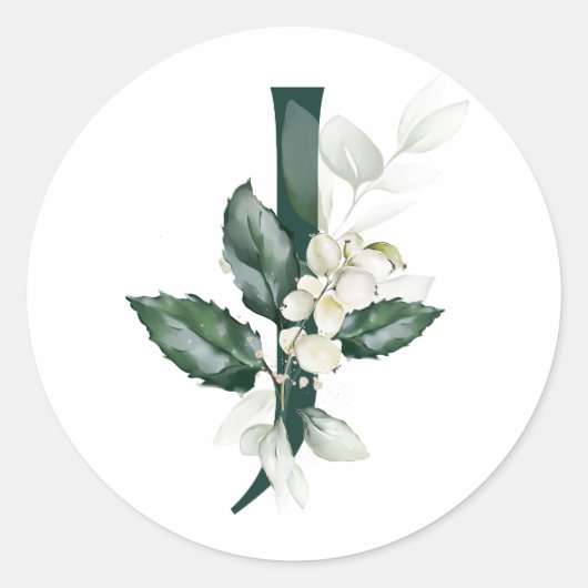 Sticker Rond Vacances d'hiver MONOGRAMME baies blanches  (Devant)