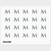 Sticker Rond Vacances d'hiver MONOGRAMME lettres vertes baies (Feuille)