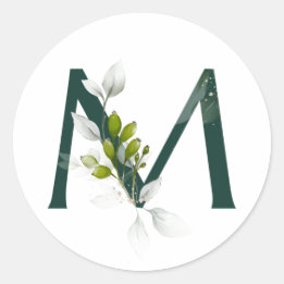 Sticker Rond Vacances d'hiver MONOGRAMME lettres vertes baies