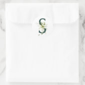 Sticker Rond Vacances d'hiver MONOGRAMME poinsettia blanc (Sac)