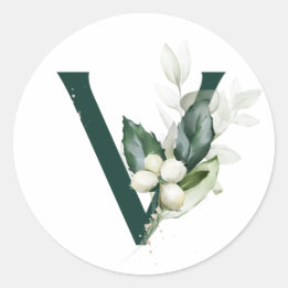 Sticker Rond Vacances d'hiver MONOGRAS baies blanches