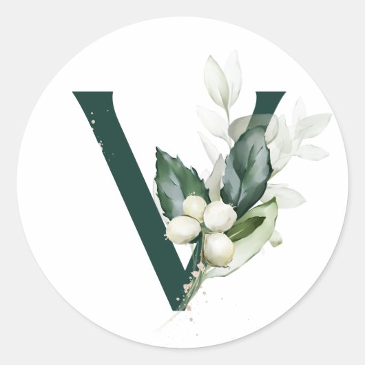 Sticker Rond Vacances d'hiver MONOGRAS baies blanches (Devant)