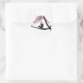 Sticker Rond Vacances d'hiver Oiseau sur une branche de neige (Sac)