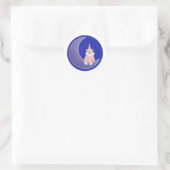 Sticker Rond Vacances d'hiver rose ours coton (Sac)