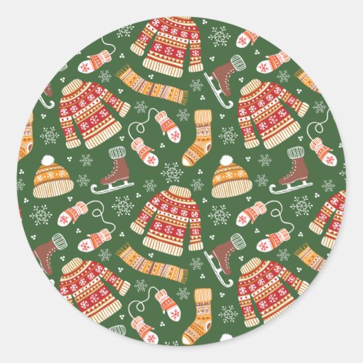 Sticker Rond vacances d'hiver sympa (Devant)