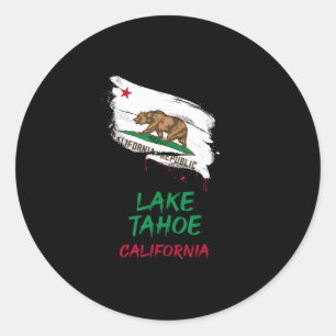 Sticker Rond Vacances Drapeau Tache de Peinture Lake Tahoe Cali