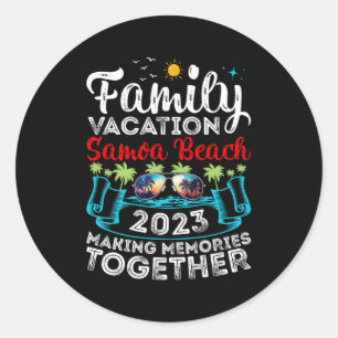 Sticker Rond Vacances en famille 2023 Polynésie Samoa Beach