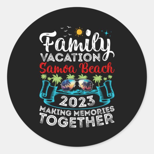 Sticker Rond Vacances en famille 2023 Polynésie Samoa Beach (Devant)