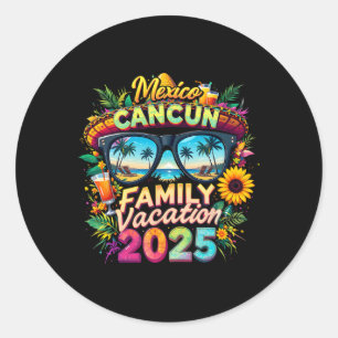 Sticker Rond Vacances en famille 2025 Cancun Mexique tenue de f