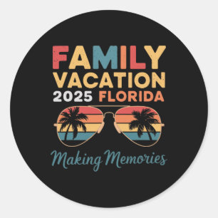 Sticker Rond Vacances en famille 2025 Floride Faire des souveni