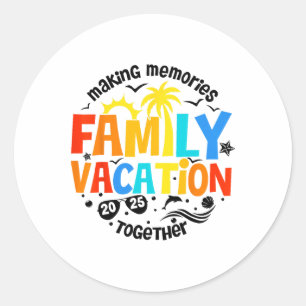 Sticker Rond Vacances en famille 2025 Plage Tenue de famille as