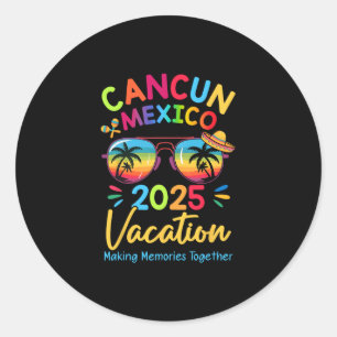 Sticker Rond Vacances en famille à Cancunn au Mexique 2025 Crée